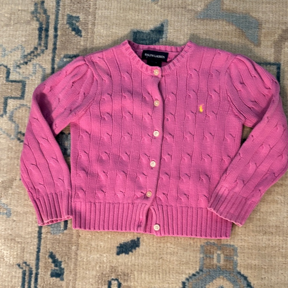 Ralph Lauren Pink Cable Knit Cardigan